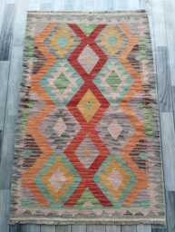 Multicolour Kilim Rug, Handmade Artisan Afghan Turkish Persian Qashqai Navajo Bohemian Natural Wool Flatweave Rug 154x100 cm - thumbnail 1
