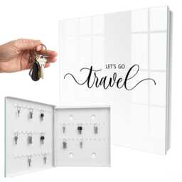 Dream Trip Wall Mounted Key Cabinet, Black & White Industrial Box, Typographic Texts, For Lovers Of Travel Inspiration - thumbnail 2