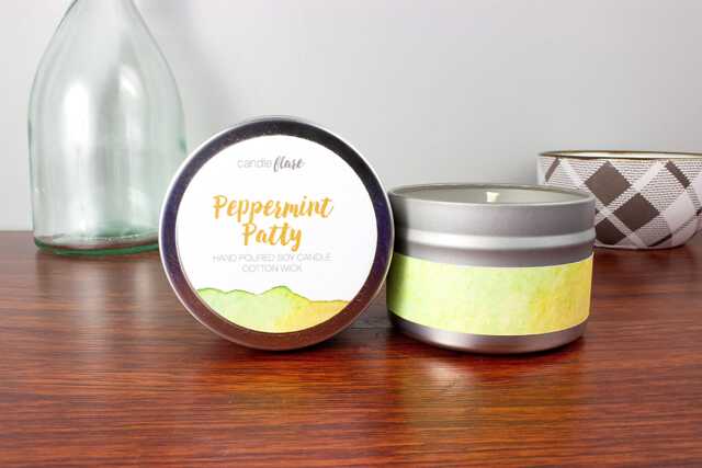 Peppermint Patty Soy Candle in 4Oz Tin, Scented Candle, Wood Wick Peppermint Winter Tin - image 1