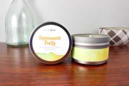 Peppermint Patty Soy Candle in 4Oz Tin, Scented Candle, Wood Wick Peppermint Winter Tin