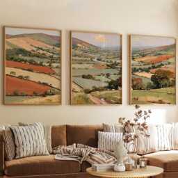 Green Valley Trio, Countryside Landscape Wall Art Set - thumbnail 4