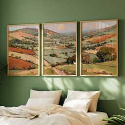 Green Valley Trio, Countryside Landscape Wall Art Set - thumbnail 2