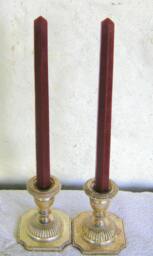 Pair Beeswax Hexagonal Burgundy Red Christmas Taper Candles Hand Crafted By The Beekeeper - thumbnail 1