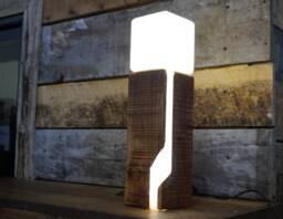 Beam, Wood Contempory Lamp. Futuristic Nature Handmade Cherry Epoxy Resin Led