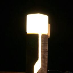 Beam, Wood Contempory Lamp. Futuristic Nature Handmade Cherry Epoxy Resin Led - thumbnail 2