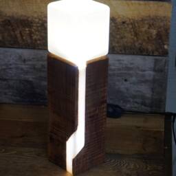 Beam, Wood Contempory Lamp. Futuristic Nature Handmade Cherry Epoxy Resin Led - thumbnail 4