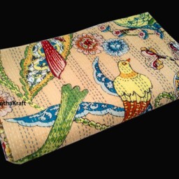 Kantha Blanket Quilt Throw King Size Queen Size Bedspread Bohemian Bed Cover Bedding - thumbnail 2