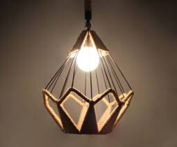 Handmade Hemp Rope Diamond Pendant Light - thumbnail 1