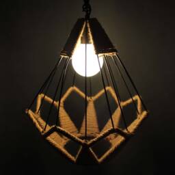 Handmade Hemp Rope Diamond Pendant Light - thumbnail 3