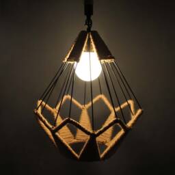 Handmade Hemp Rope Diamond Pendant Light - thumbnail 2