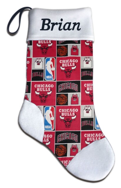 Personalized Nba Chicago Bulls Basketball Christmas Stocking Embroidered