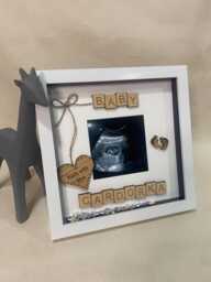Personalised Baby Scan Frame - Custom Name Scrabble Tiles Pregnancy Gift Shower Keepsake Nursery Decor - thumbnail 1