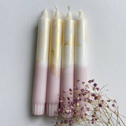 Dip Dye Candles/Hand-Dipped Gold & Pink Set Of 4 - thumbnail 2