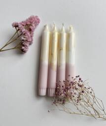 Dip Dye Candles/Hand-Dipped Gold & Pink Set Of 4 - thumbnail 1
