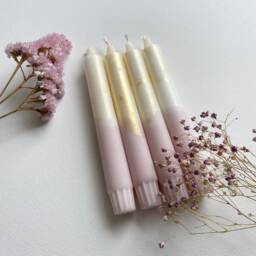 Dip Dye Candles/Hand-Dipped Gold & Pink Set Of 4 - thumbnail 4