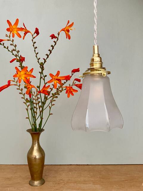 Vintage Tulip Lamp in Frosted Glass - image 1