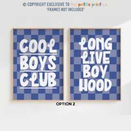 Cool Boys Print Set -- Club Print, Long Live Boyhood Decor, Checkerboard Prints, Playroom, Unframed - thumbnail 3