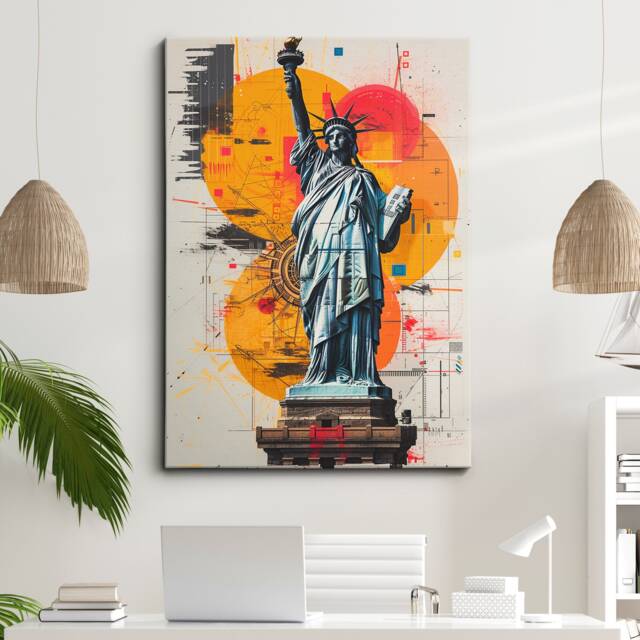statue Of Liberty New York City Graffiti Art Painting Framed Poster Print & Canvas Wall Decor Bedroom Home Interior Nyc Gift Idea - image 1