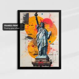 statue Of Liberty New York City Graffiti Art Painting Framed Poster Print & Canvas Wall Decor Bedroom Home Interior Nyc Gift Idea - thumbnail 2