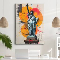 statue Of Liberty New York City Graffiti Art Painting Framed Poster Print & Canvas Wall Decor Bedroom Home Interior Nyc Gift Idea - thumbnail 1