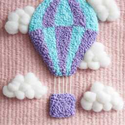 Pink Hot Air Balloon Woven Wall Hanging Merino Wool Nursery Decor - thumbnail 3