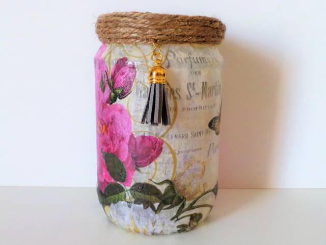 Rose Jar Lantern Floral Glass Candle Holder - image 1