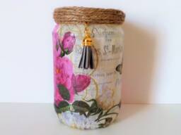 Rose Jar Lantern Floral Glass Candle Holder