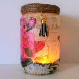 Rose Jar Lantern Floral Glass Candle Holder - thumbnail 2