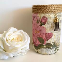 Rose Jar Lantern Floral Glass Candle Holder - thumbnail 3