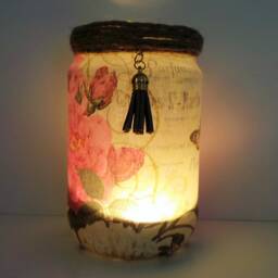 Rose Jar Lantern Floral Glass Candle Holder - thumbnail 4