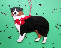 Tri Color Aussie Ornament Personalize Handmade Wooden Dog Australian Shepherd Christmas Tree Gift For Lovers
