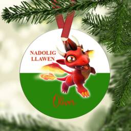 Welsh Dragon Christmas Ornament Nadolig Llawen, Wales Bauble - thumbnail 2