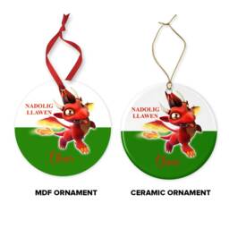 Welsh Dragon Christmas Ornament Nadolig Llawen, Wales Bauble - thumbnail 3