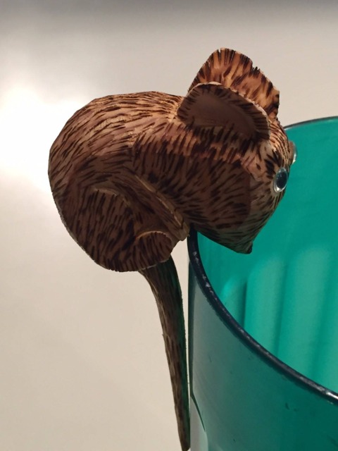 Hand Carved Perched Mouse - image 1