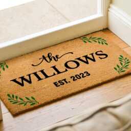 Farmhouse Style Entrance Mat For Home - Personalized Door Custom Rug Newlywed Elegant Family Name Doormat Welcome - thumbnail 2