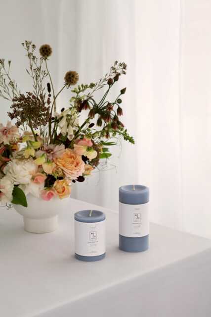 Beeswax Pillar Candles Candles, Powder Blue Spring Decor, Easter Table Natural Handmade in Usa - image 1