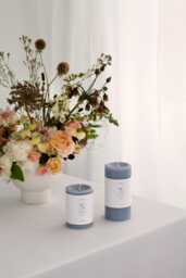 Beeswax Pillar Candles Candles, Powder Blue Spring Decor, Easter Table Natural Handmade in Usa - thumbnail 1