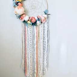 Floral Pastel Dreamcatcher, Boho Nursery Wall Hanging - thumbnail 2
