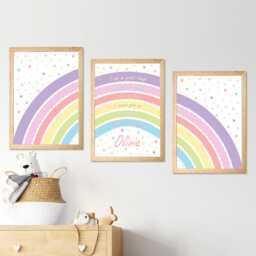 Personalized Pastel Rainbow Nursery Art Set Of 3 Kids Affirmation Prints - thumbnail 3