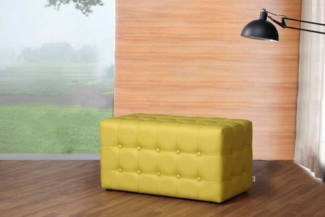 Modern Rossi Pouf With Buttons, Quilted Eco-Leather - image 1