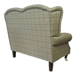 Wing Back Queen Anne Cottage 2 Seat Sofa -Bamburgh Brown Checked Fabric - thumbnail 4