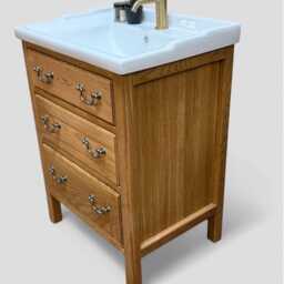 Tewkesbury - Solid Oak Bathroom Vanity Unit With Ceramic Basin Handmade 3 Drawer Chest - thumbnail 4
