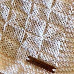 Classic Hand Knit Basketweave Baby Blanket, Adult Lap Throw 100% Cotton - thumbnail 4