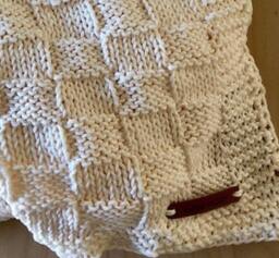 Classic Hand Knit Basketweave Baby Blanket, Adult Lap Throw 100% Cotton - thumbnail 2