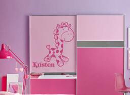 Personalized Giraffe Wall Decal, Custom Name Vinyl Nursery Decor