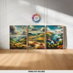 Peak District Prints - Set Of 3 Posters - Wall Art Decor Travel Poster Derbyshire Illustration UK Artwork Gift National Park Gifts - thumbnail 1