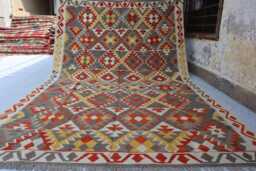 7x10 Ft Flatweave New Rug, Chubi Tribal Maimana Kilim Turkmen Oriental Rug, Colorful Design Kilim, Rug For Bedroom, Livingroom - thumbnail 1