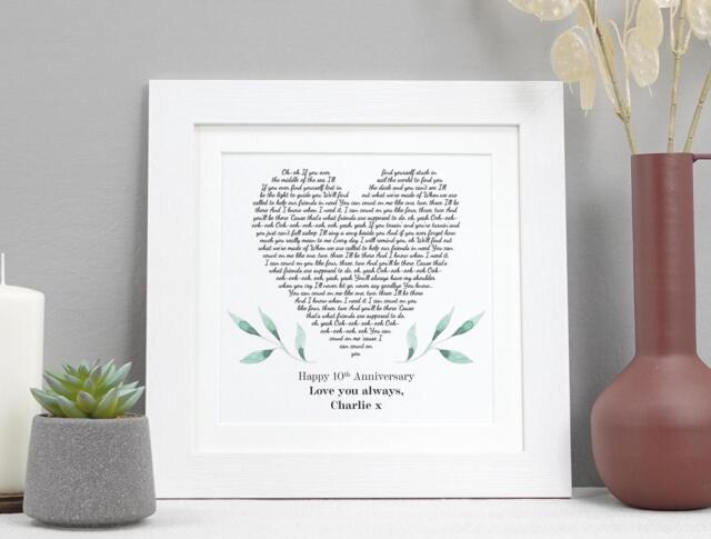 Personalised Song Lyrics Print - Custom Wedding, Anniversary Or Memorial Gift First Dance Special Wall Art Va211 - image 1