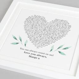 Personalised Song Lyrics Print - Custom Wedding, Anniversary Or Memorial Gift First Dance Special Wall Art Va211 - thumbnail 3