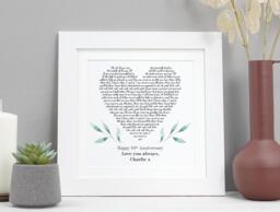 Personalised Song Lyrics Print - Custom Wedding, Anniversary Or Memorial Gift First Dance Special Wall Art Va211 - thumbnail 1